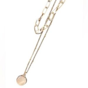 DOUBLE LAYER NECKLACE GOLD TONE COSTUME JEWELLERY